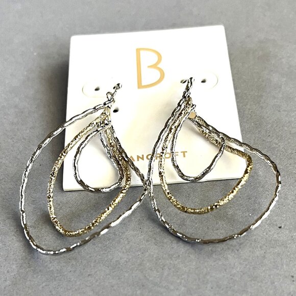 Bancroft Gold and Silver Stainless Drop Earrings NIP - Picture 3 of 4